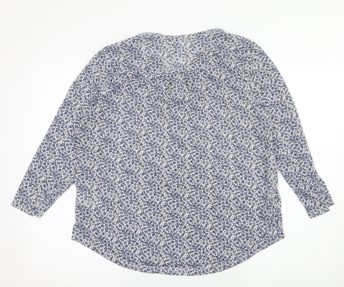 H&M Womens Blue Floral Jersey Basic Blouse Size L