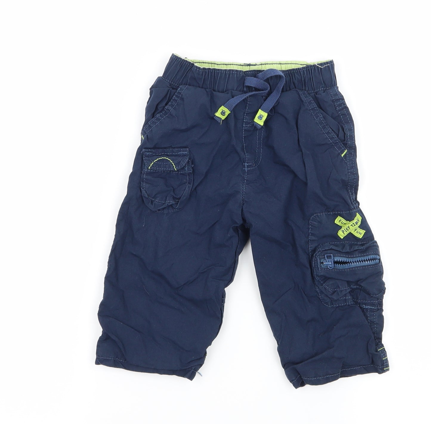 Marks and Spencer Boys Blue   Cargo Trousers Size 9-12 Months