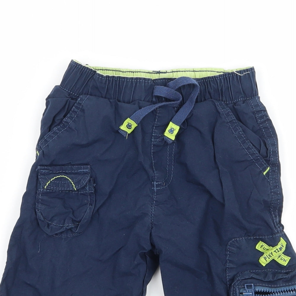 Marks and Spencer Boys Blue   Cargo Trousers Size 9-12 Months