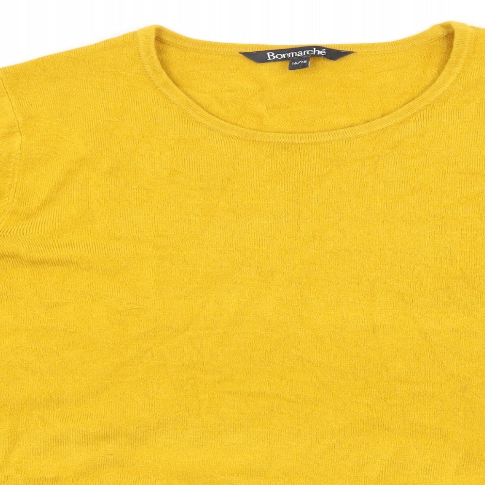 Bonmarché Womens Yellow  Knit Pullover Jumper Size 16