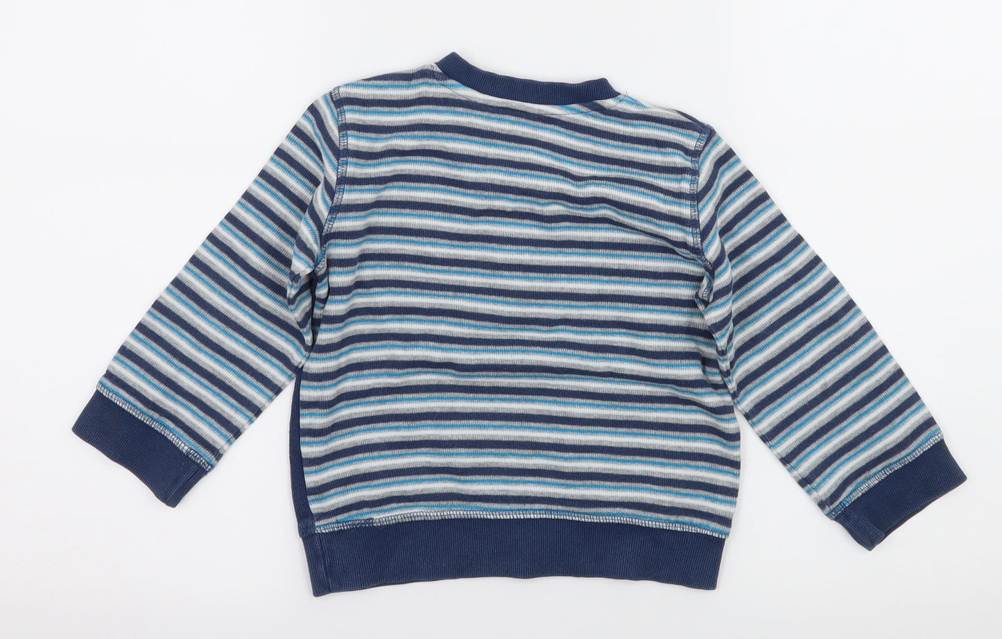 Matalan Boys Blue Striped Jersey Pullover Sweatshirt Size 3-4 Years