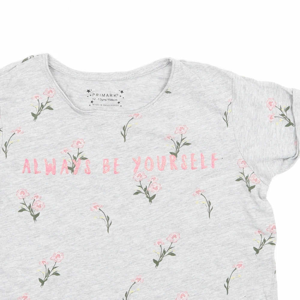 Primark Girls Grey  Jersey Basic T-Shirt Size 12-13 Years  - Always be yourself