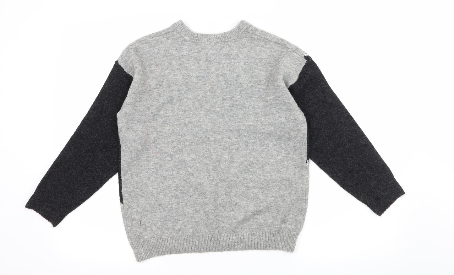 F& Girls Grey Geometric Knit Pullover Jumper Size 11-12 Years  - Stars