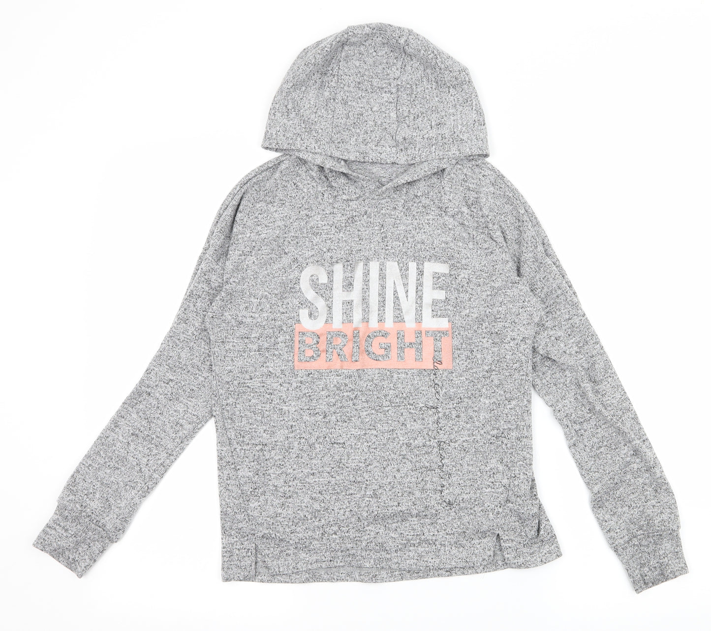 TU Girls Grey  Jersey Pullover Hoodie Size 12 Years  - Shine Bright