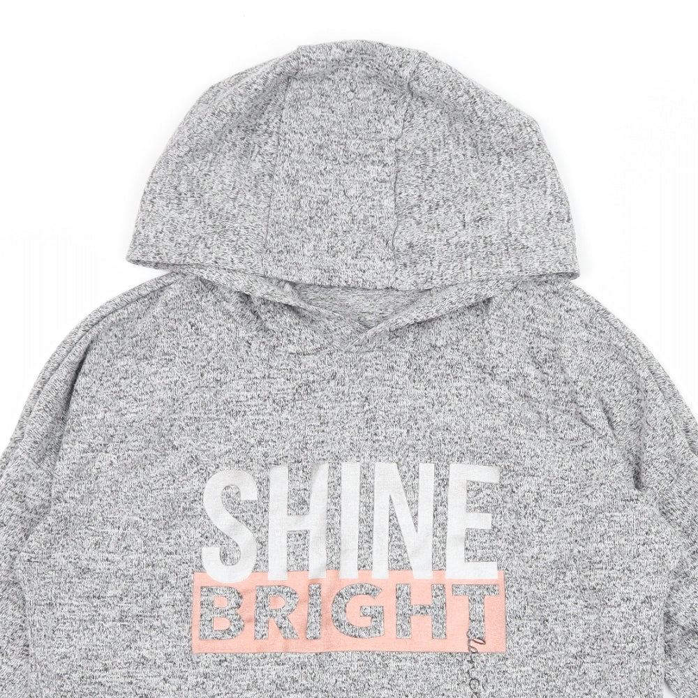 TU Girls Grey  Jersey Pullover Hoodie Size 12 Years  - Shine Bright