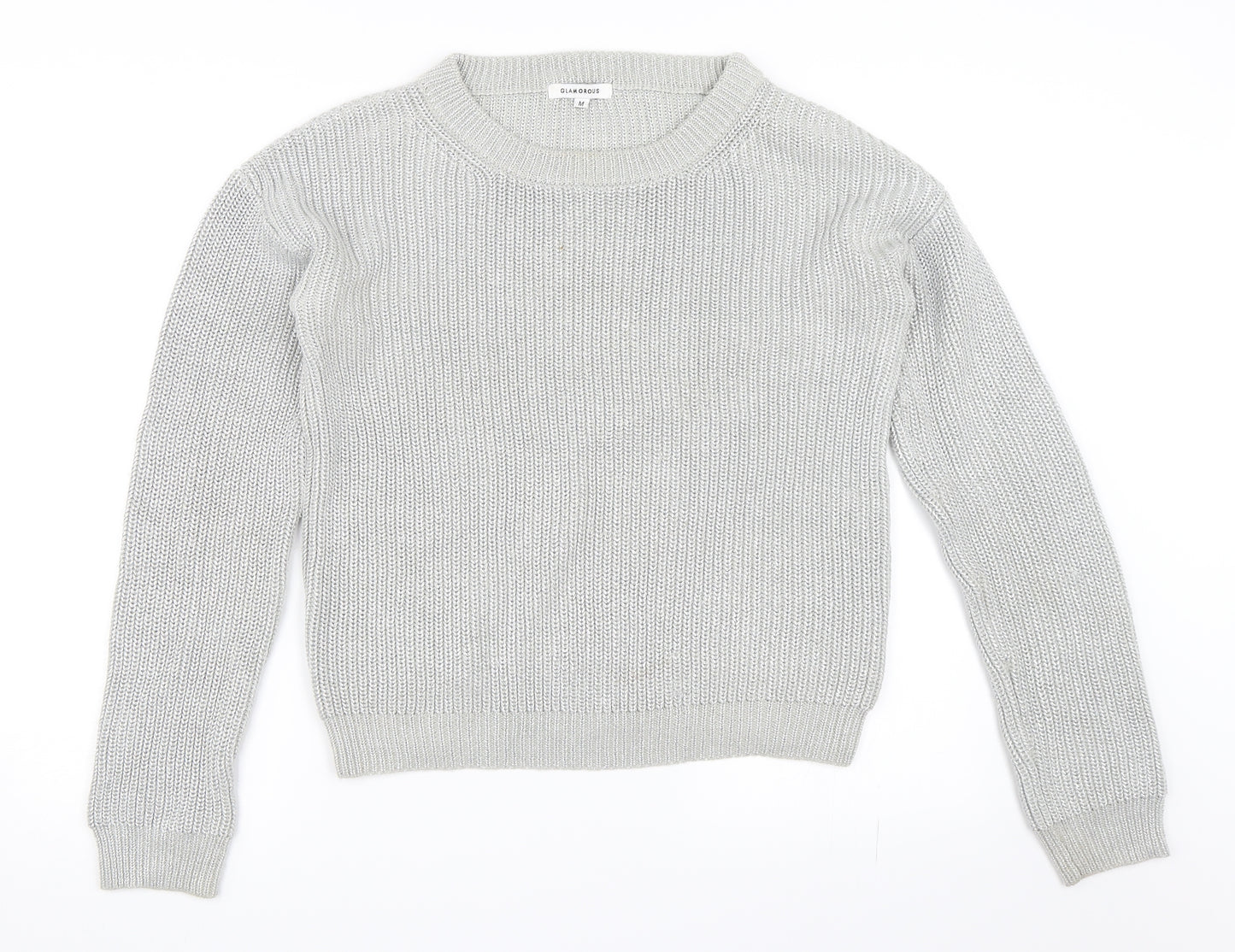 Glamorous Womens Silver   Pullover Jumper Size M