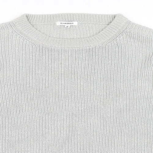Glamorous Womens Silver   Pullover Jumper Size M