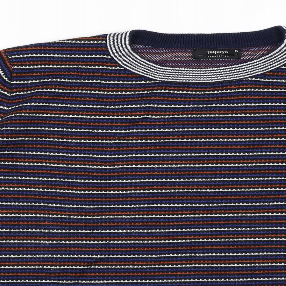Papaya Womens Black Striped  Pullover Jumper Size 18