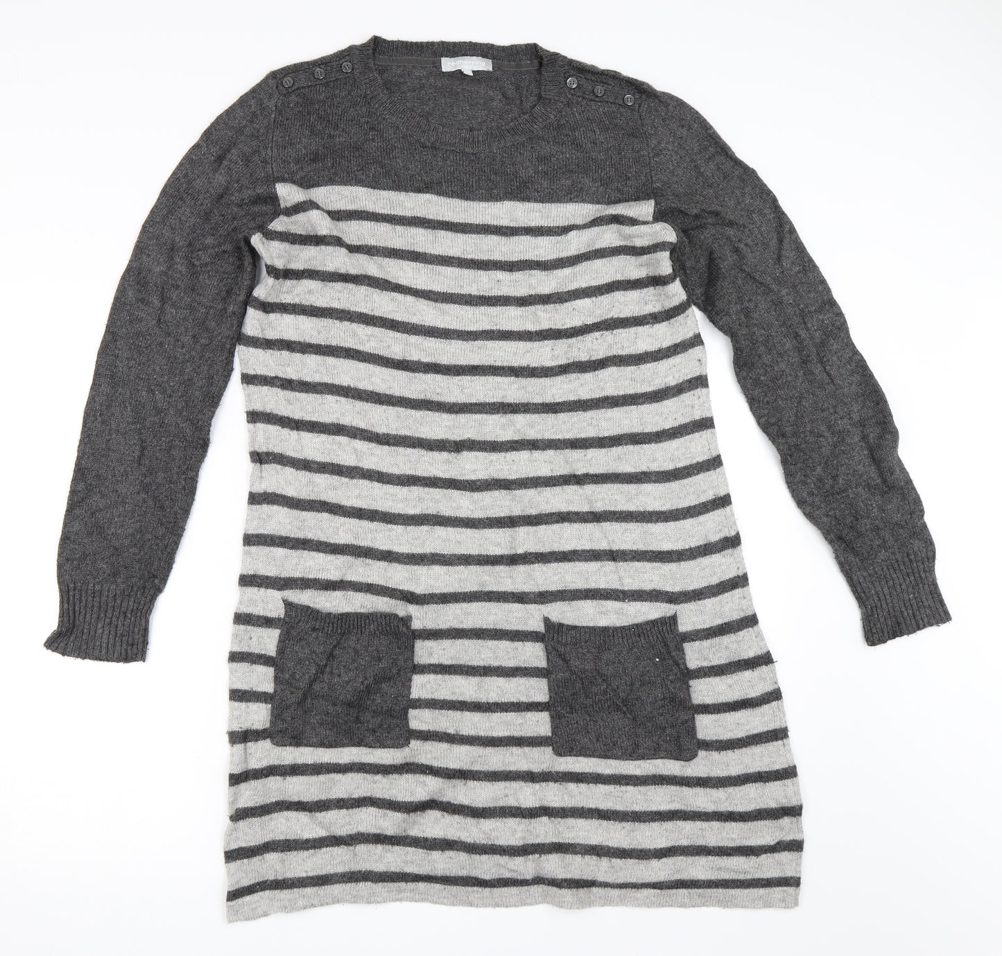 Red Herring Womens Grey Striped  Jumper Dress  Size 16