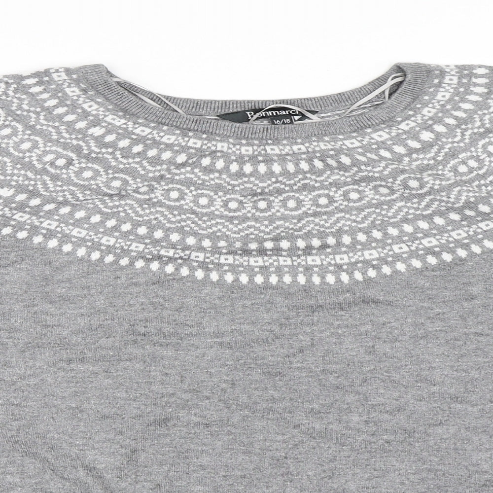 Bonmarché Womens Grey   Pullover Jumper Size 16