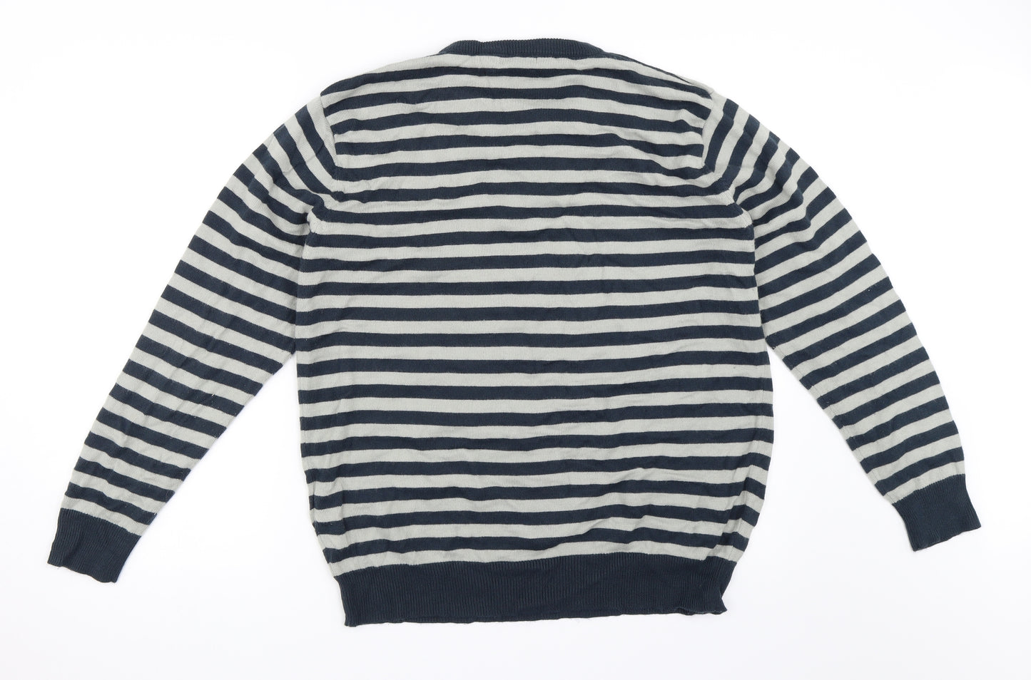 Cedar Wood State Mens Blue Striped  Pullover Jumper Size L