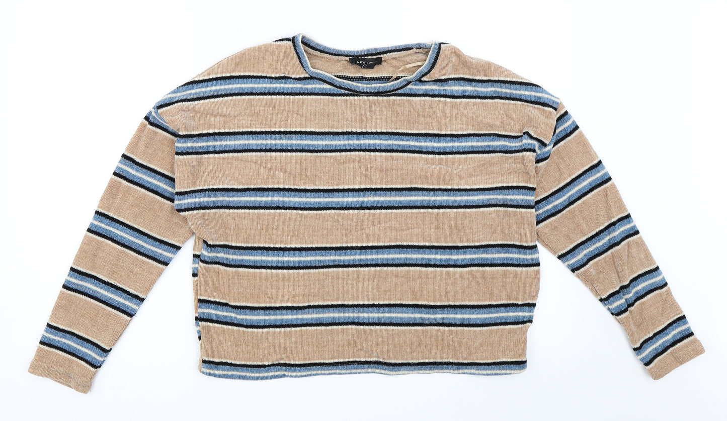 New Look Womens Beige Striped  Pullover Jumper Size M