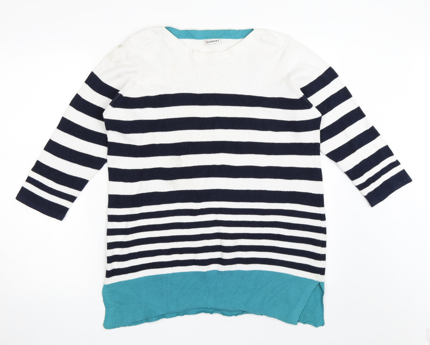 Damart Womens Blue Striped  Pullover Jumper Size 18