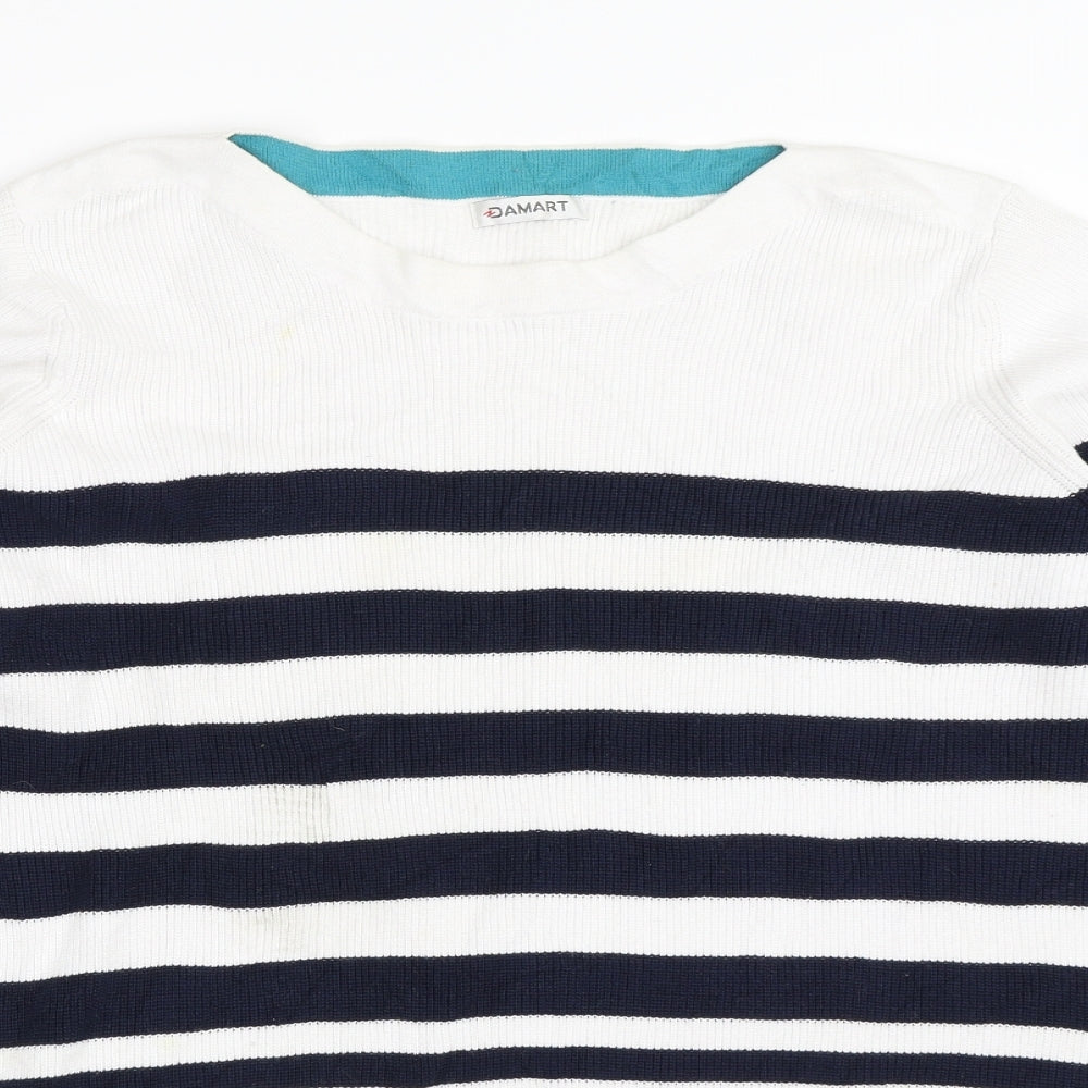 Damart Womens Blue Striped  Pullover Jumper Size 18