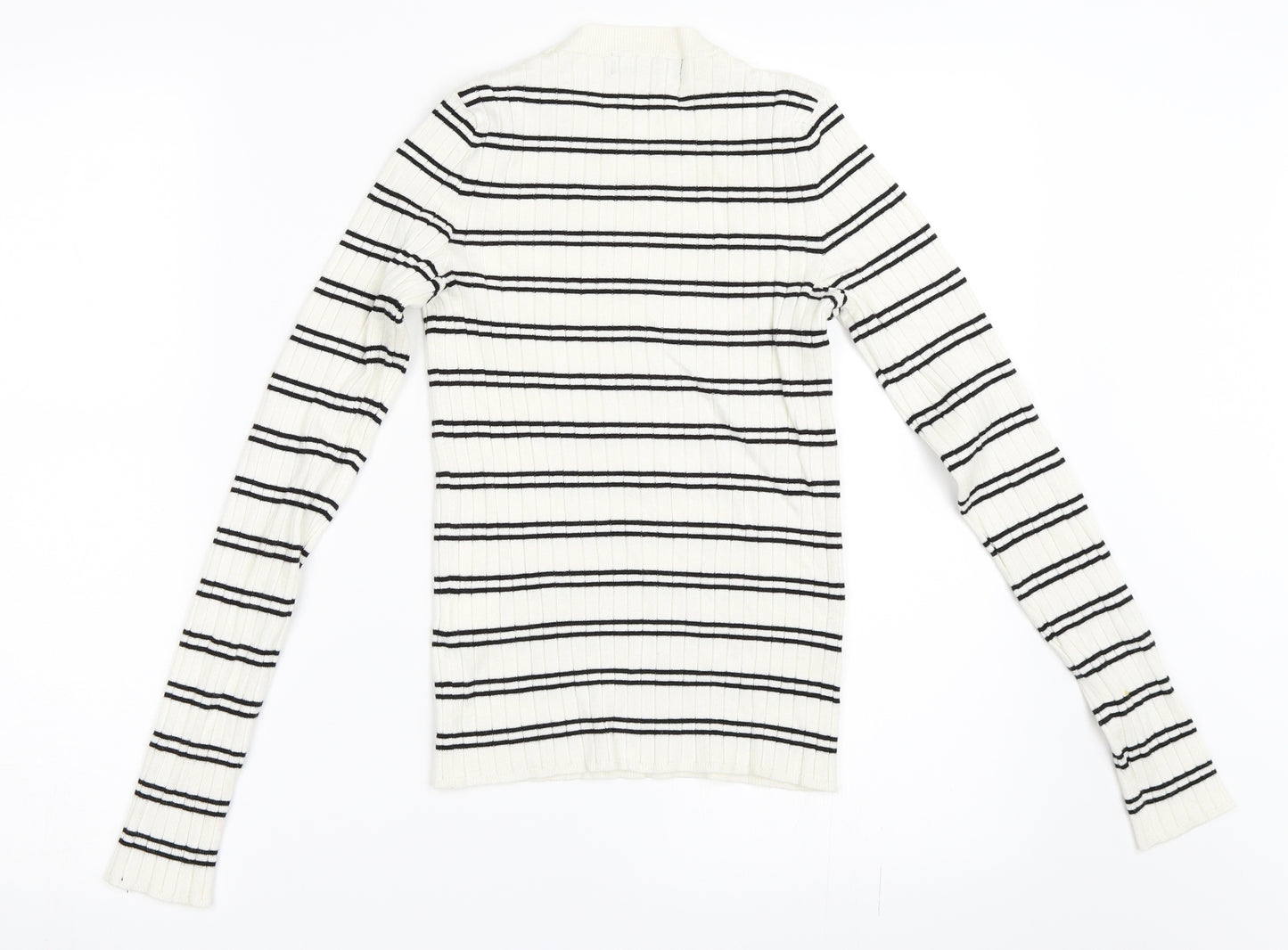 Bershka Womens Ivory Striped  Pullover Jumper Size S
