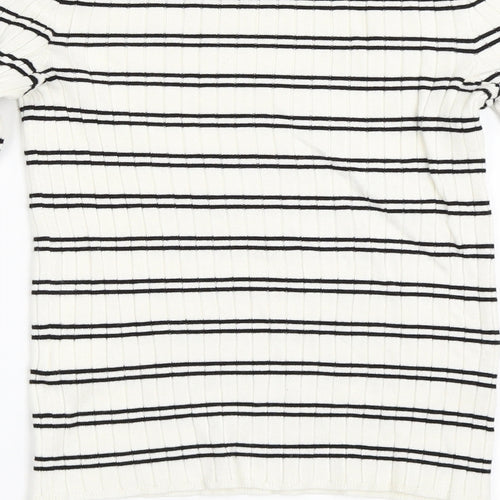 Bershka Womens Ivory Striped  Pullover Jumper Size S