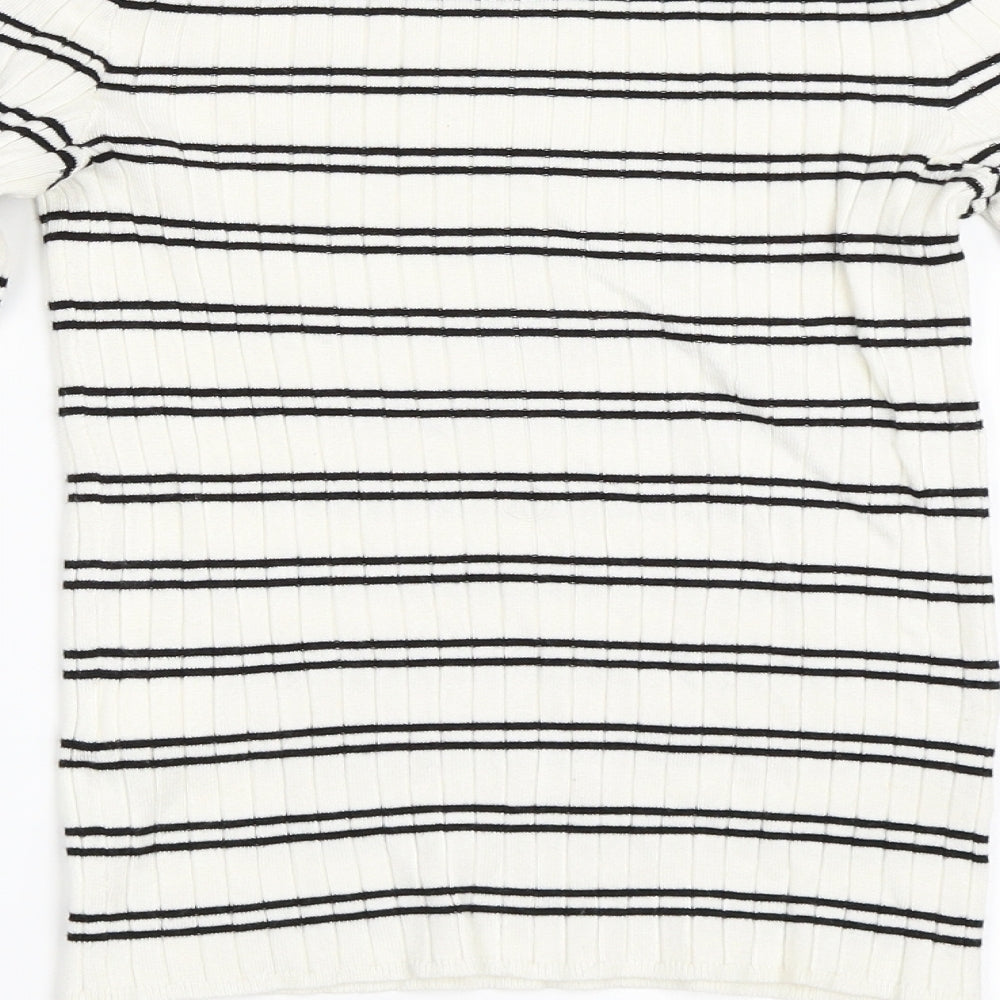 Bershka Womens Ivory Striped  Pullover Jumper Size S