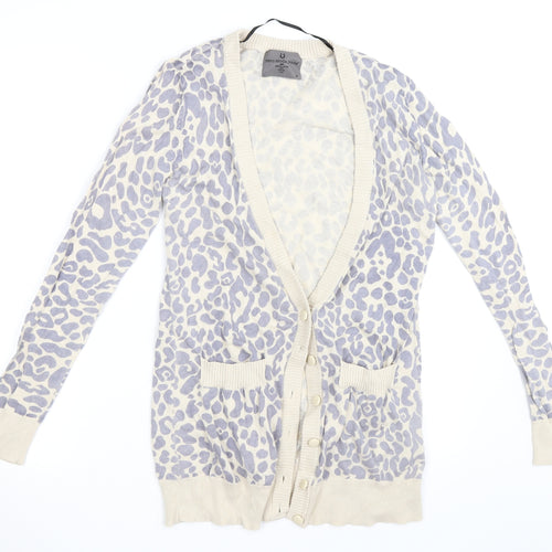 Vera Moda Womens Beige Animal Print  Cardigan Jumper Size M
