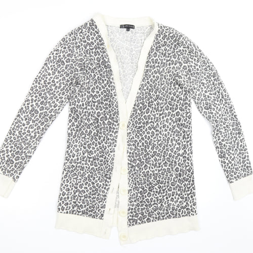 Ellie Louise Womens Grey Animal Print  Cardigan Jumper Size M
