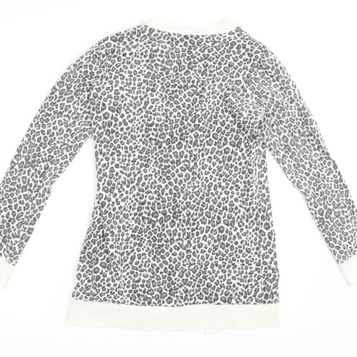Ellie Louise Womens Grey Animal Print  Cardigan Jumper Size M