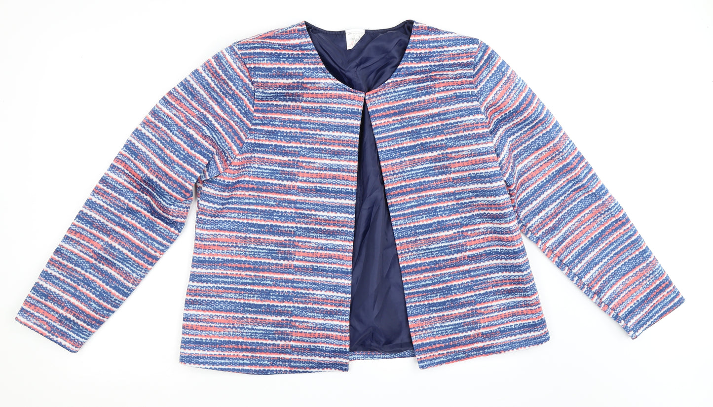 Anne De Lancay Womens Blue Striped  Jacket  Size L