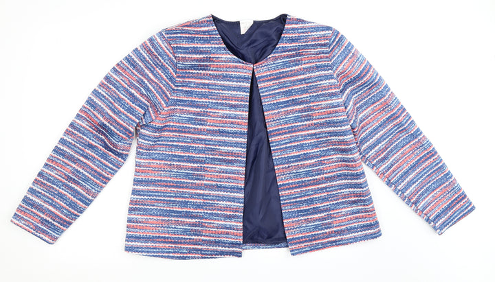 Anne De Lancay Womens Blue Striped  Jacket  Size L