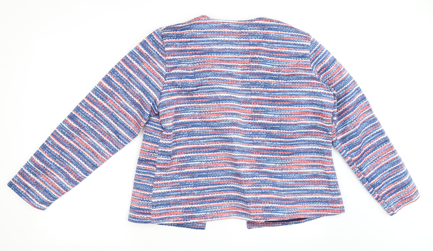 Anne De Lancay Womens Blue Striped  Jacket  Size L