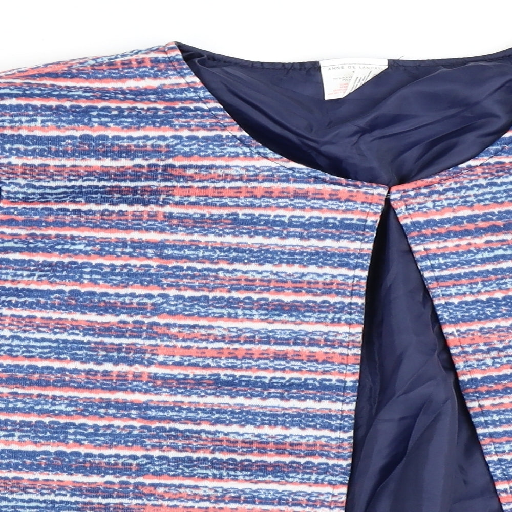 Anne De Lancay Womens Blue Striped  Jacket  Size L
