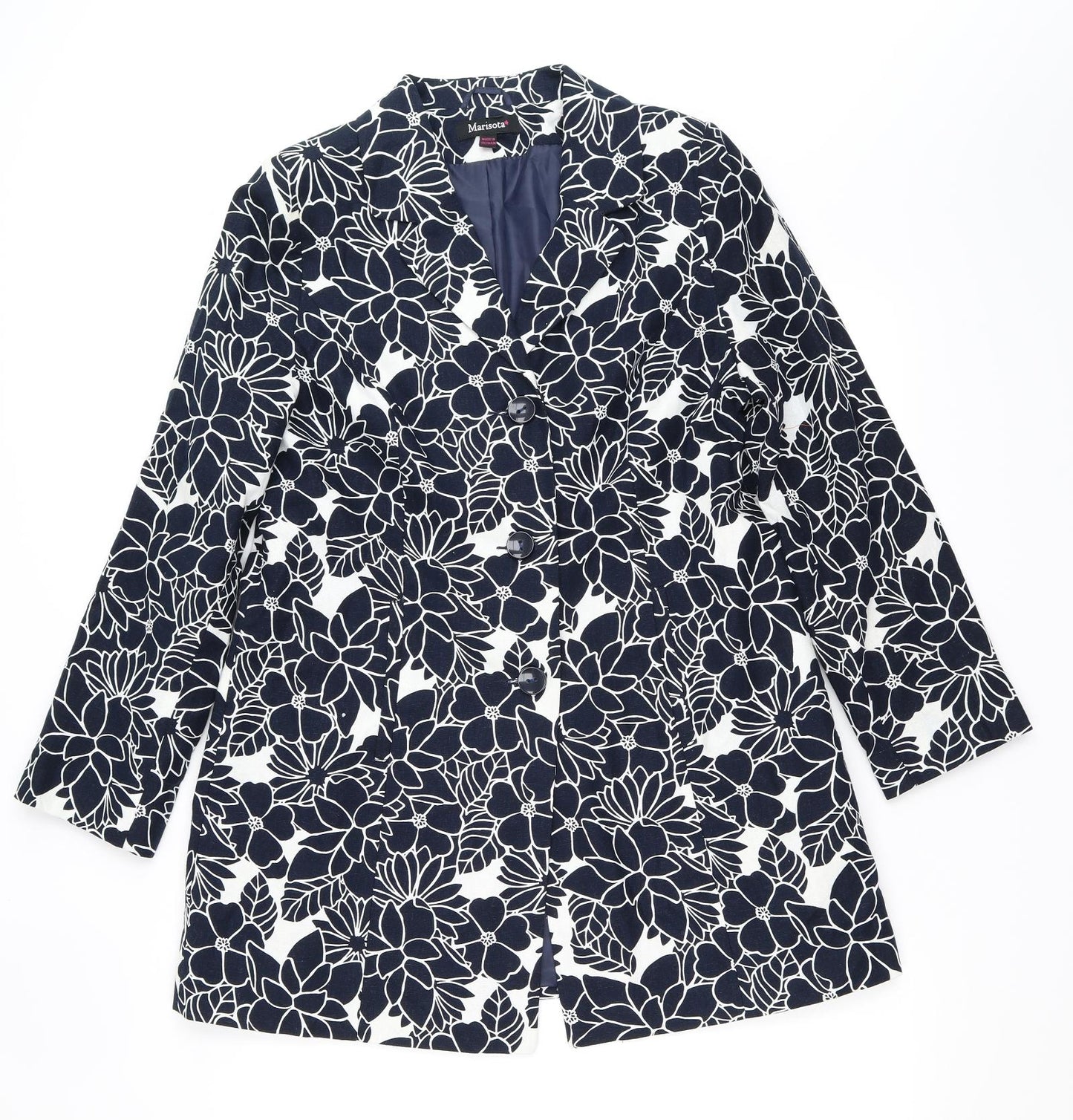 Marisota Womens Blue Floral  Jacket Blazer Size 14
