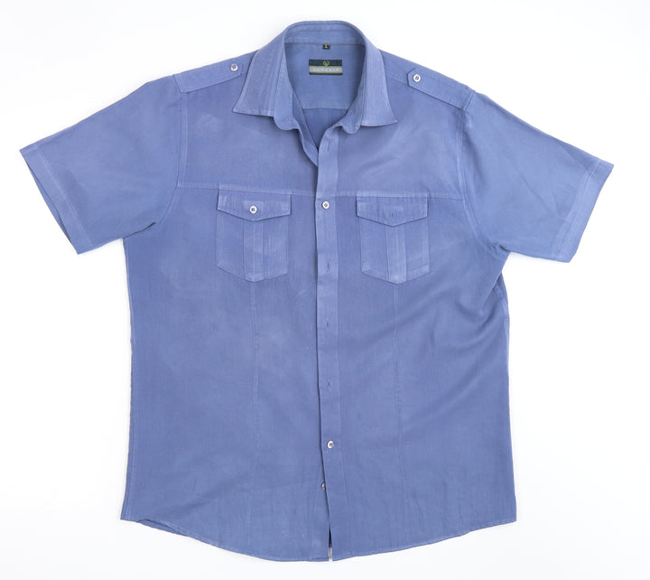 Lincoln Mens Blue Button-Up Size L