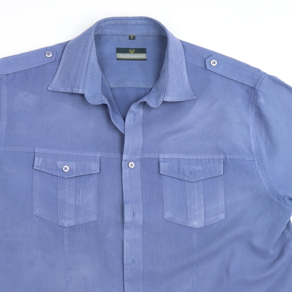 Lincoln Mens Blue    Button-Up Size L