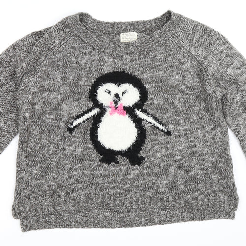 New Look Womens Grey   Pullover Jumper Size 16  - penguin