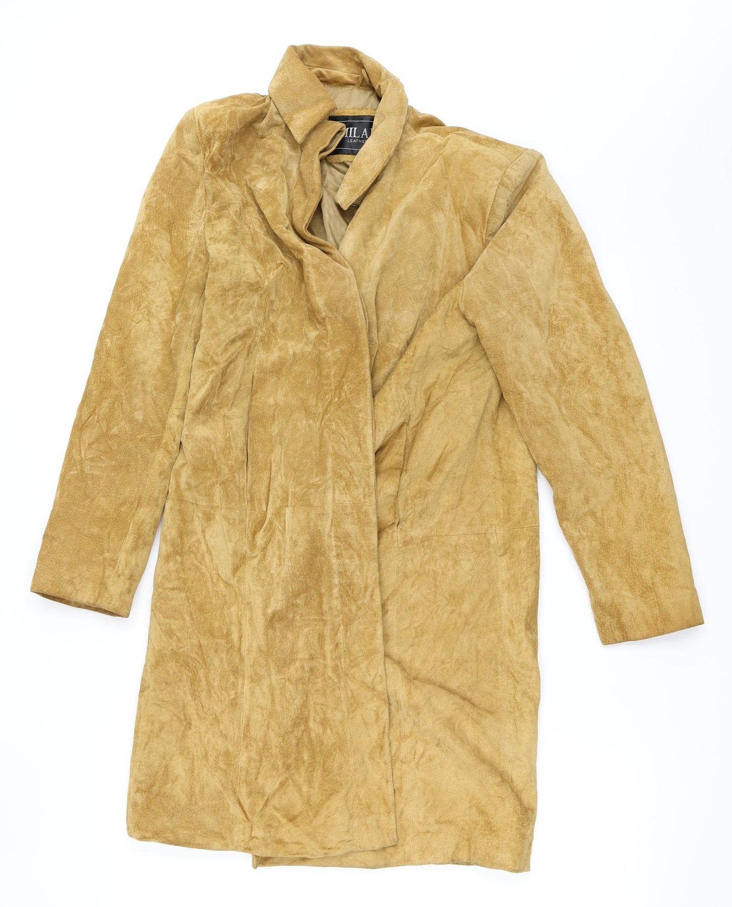 Milan Leather Womens Beige   Overcoat Coat Size 12