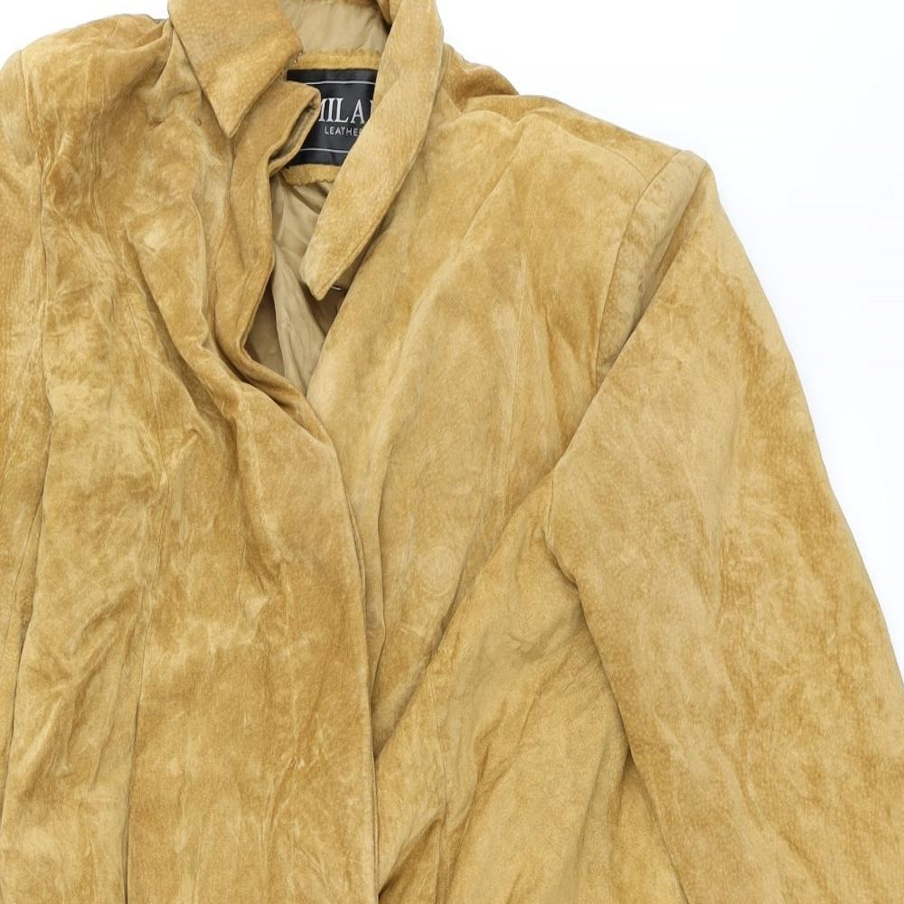 Milan Leather Womens Beige   Overcoat Coat Size 12