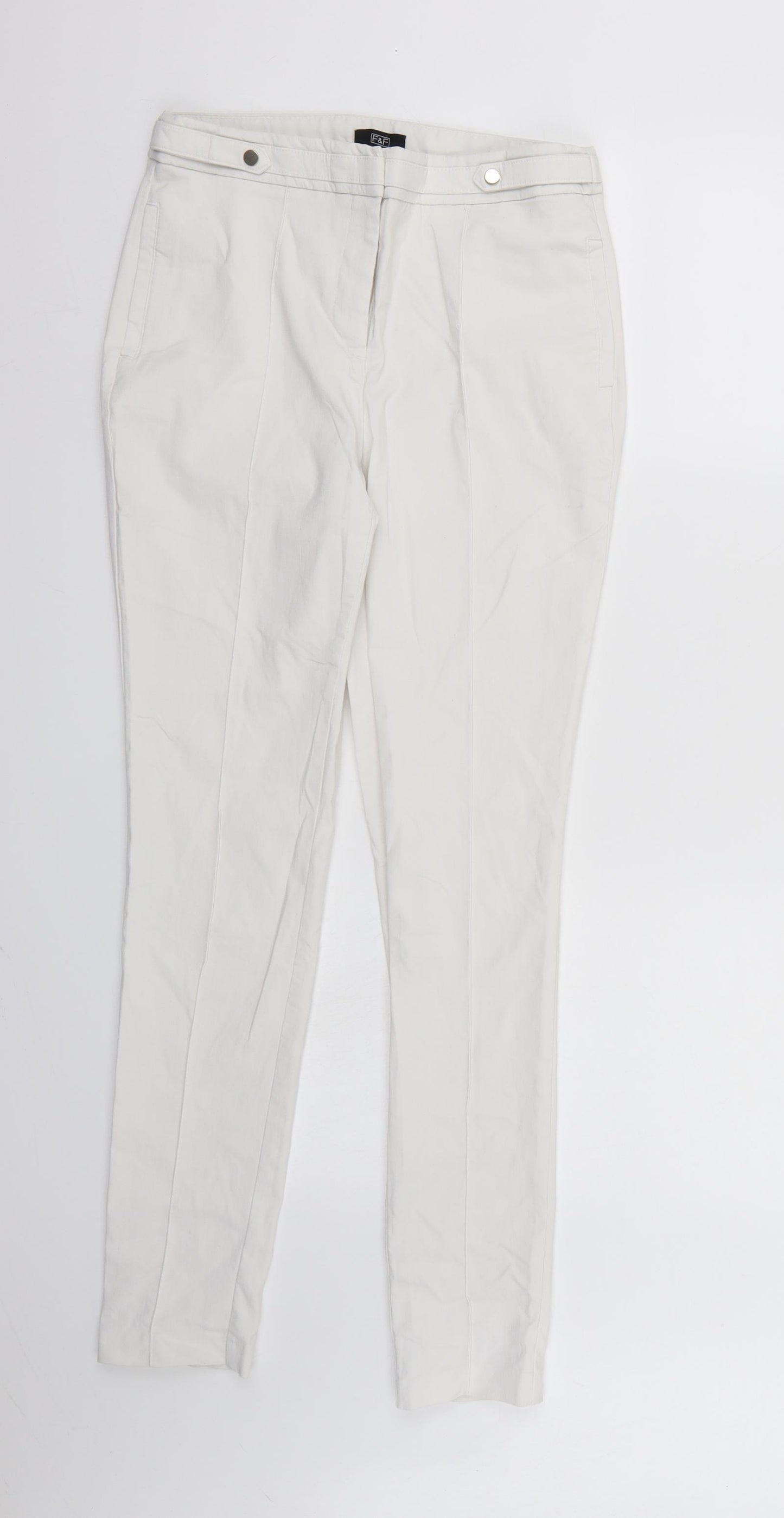 F&F Womens White  Denim Skinny Jeans Size 8 L30 in
