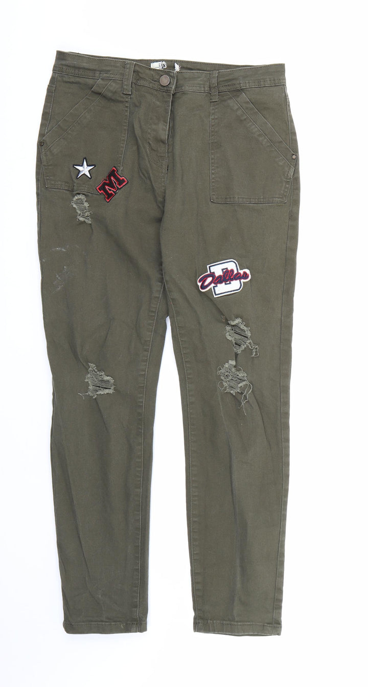 Papaya Womens Green  Denim Straight Jeans Size 12 L29 in
