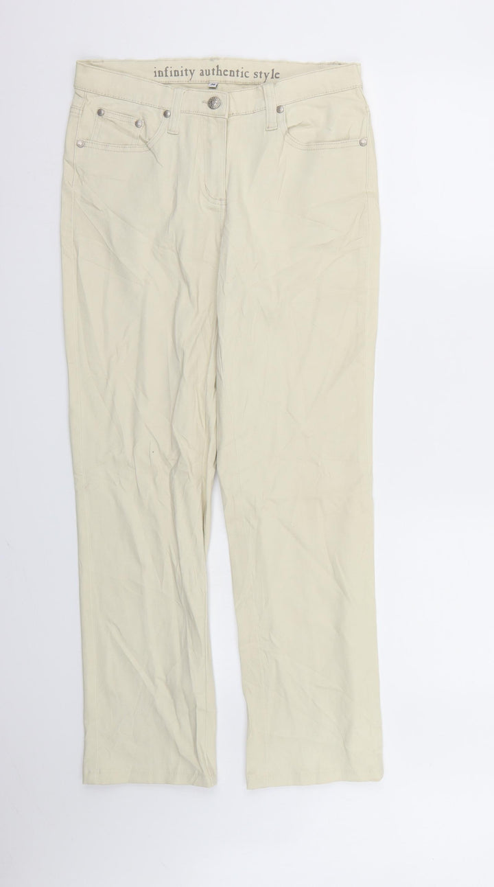 Preworn Womens Beige  Denim Straight Jeans Size 8 L29 in