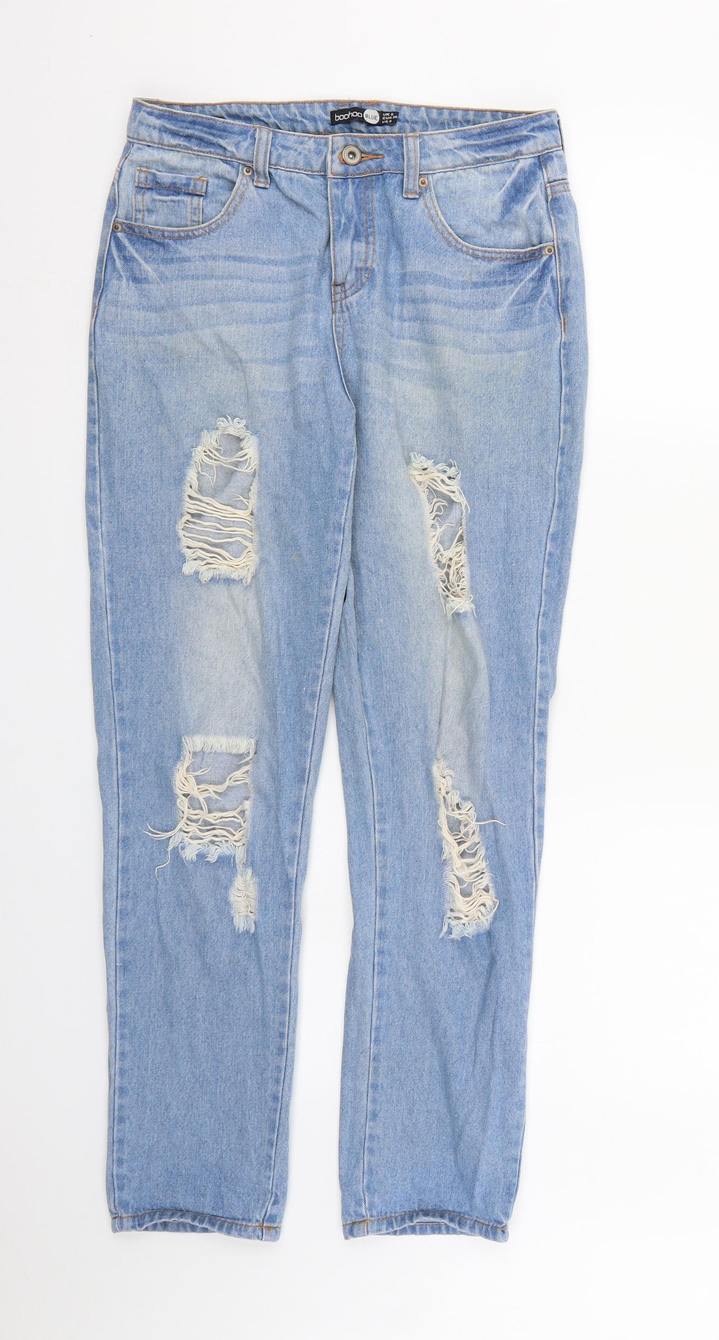 Boohoo Womens Blue  Denim Mom Jeans Size 8 L28 in