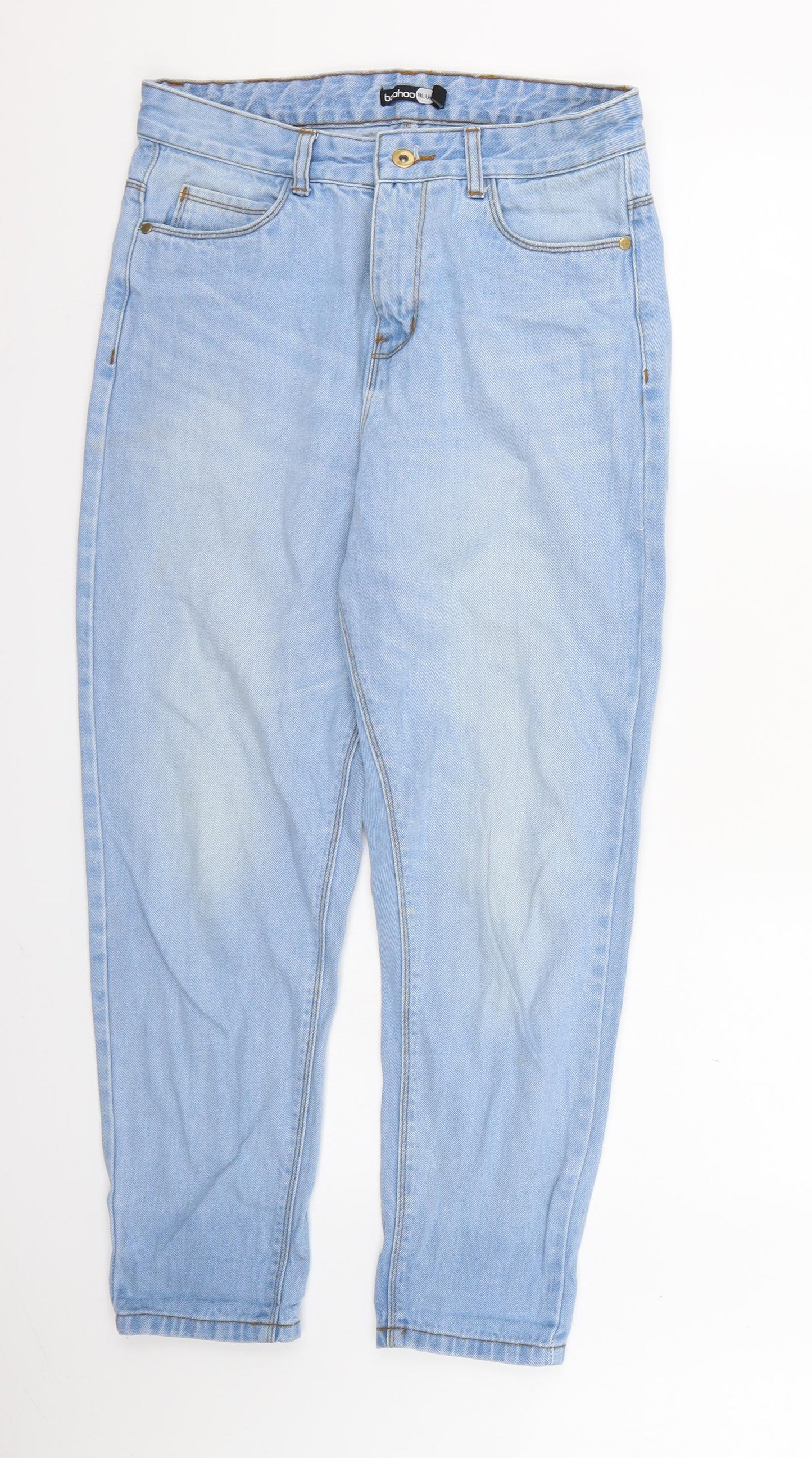 Boohoo Womens Blue  Denim Boyfriend Jeans Size 12 L25 in