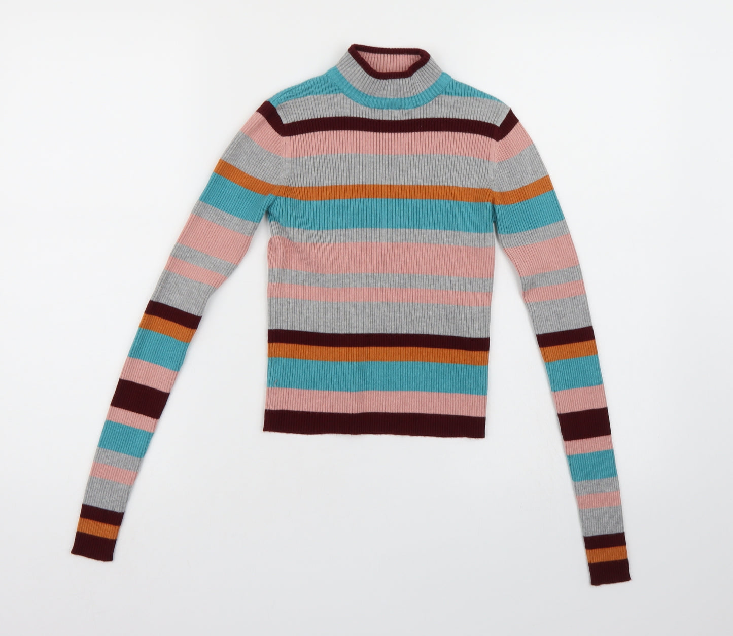 Pull&Bear Womens Multicoloured Striped Knit Pullover Jumper Size S