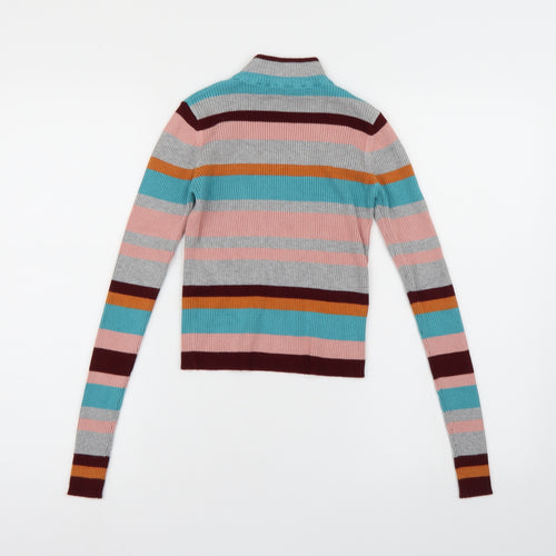 Pull&Bear Womens Multicoloured Striped Knit Pullover Jumper Size S