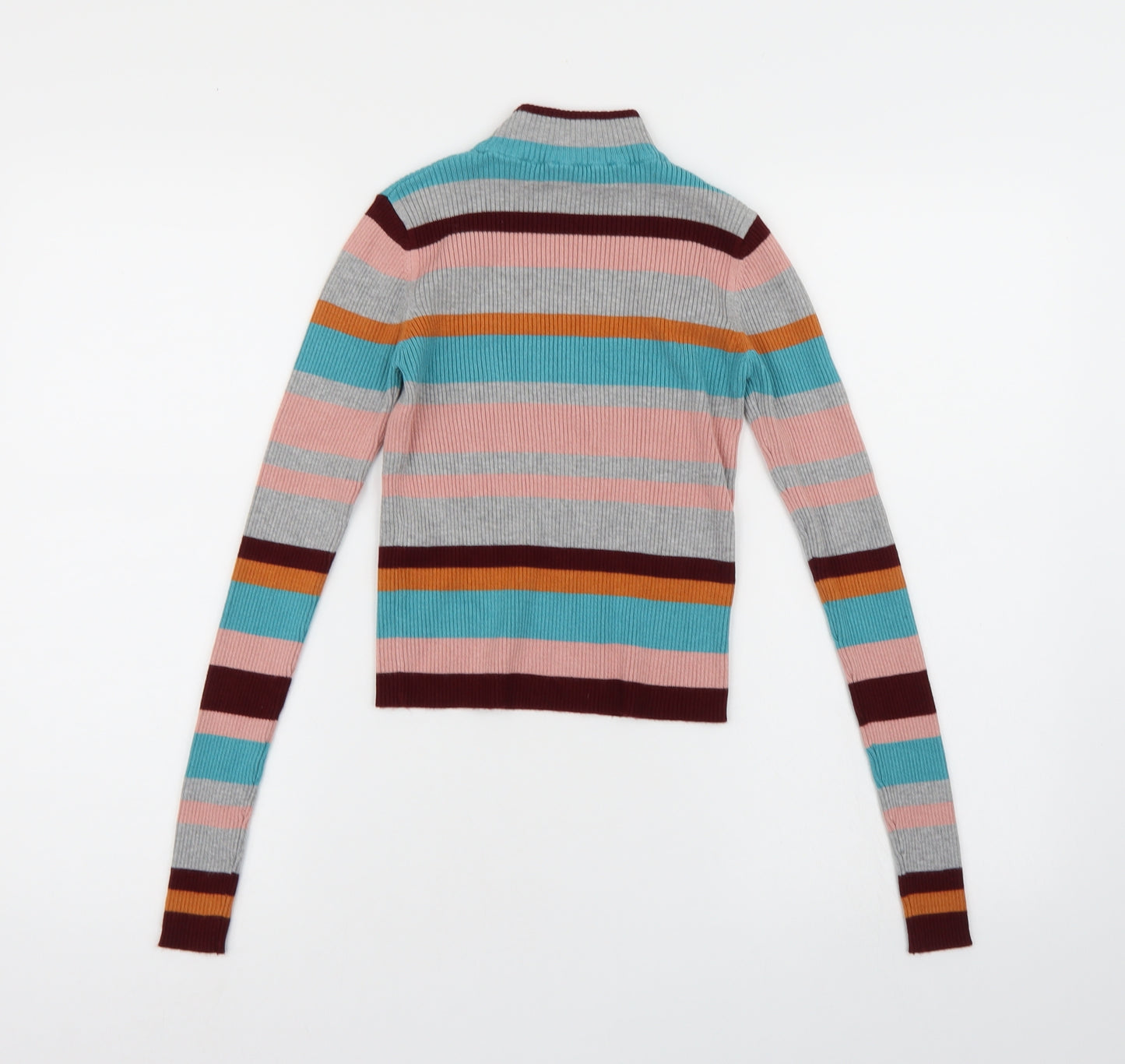 Pull&Bear Womens Multicoloured Striped Knit Pullover Jumper Size S