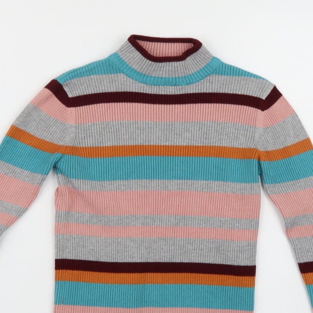 Pull&Bear Womens Multicoloured Striped Knit Pullover Jumper Size S
