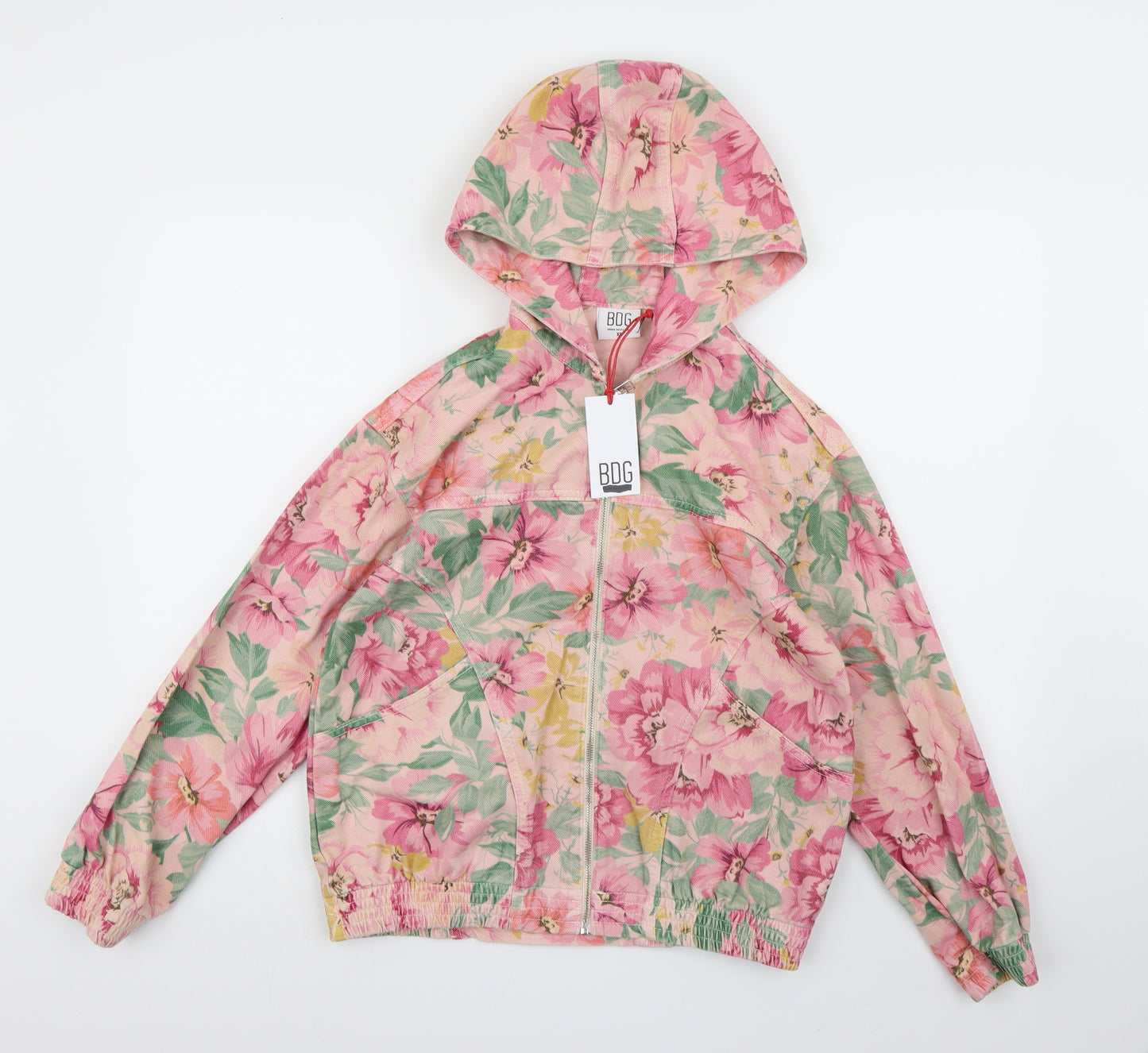 Urban Outfitters Womens Pink Floral Denim Jacket  Size XS