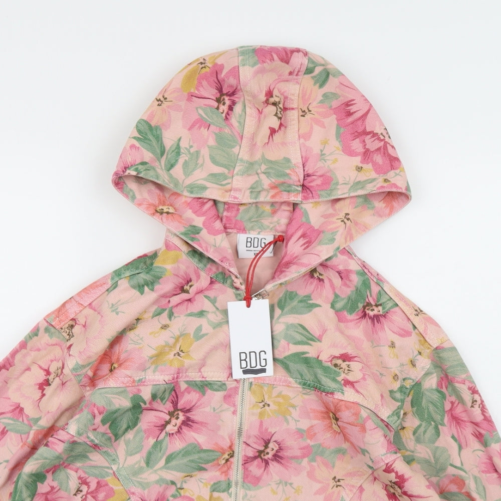 Urban Outfitters Womens Pink Floral Denim Jacket  Size XS