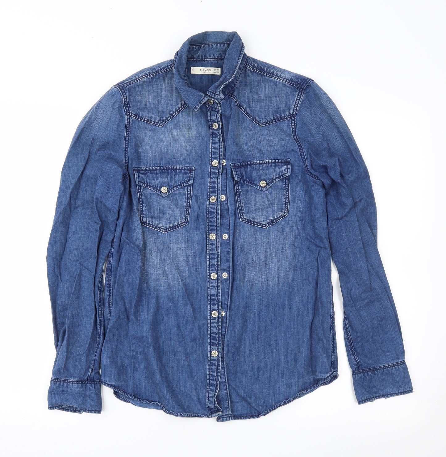 Mango Womens Blue   Basic Button-Up Size XS
