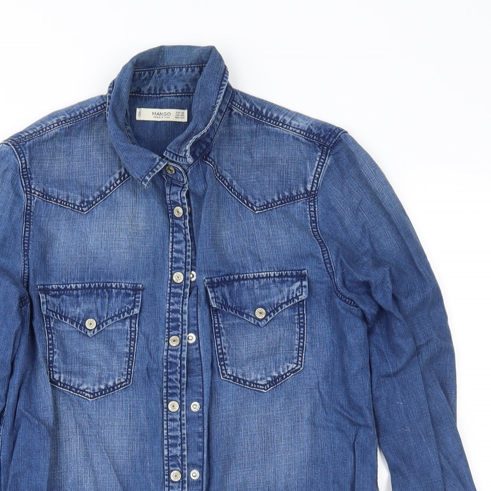 Mango Womens Blue   Basic Button-Up Size XS