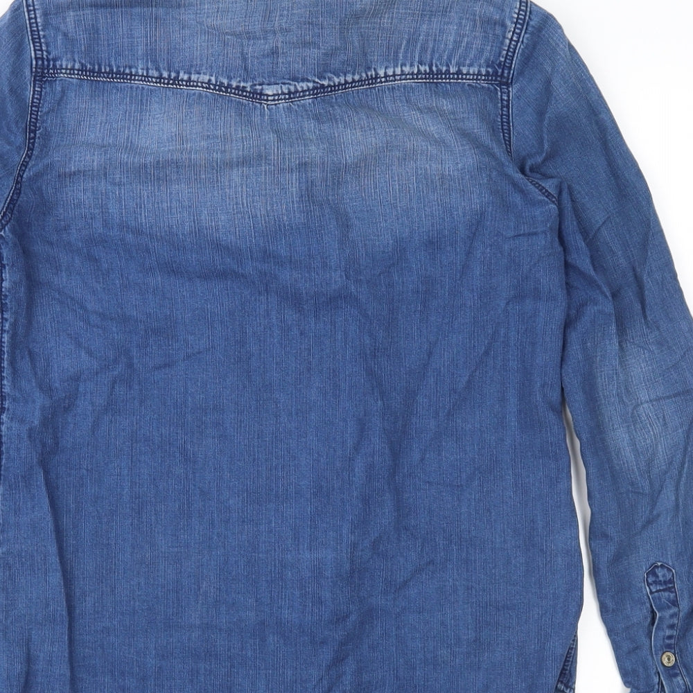 Mango Womens Blue   Basic Button-Up Size XS