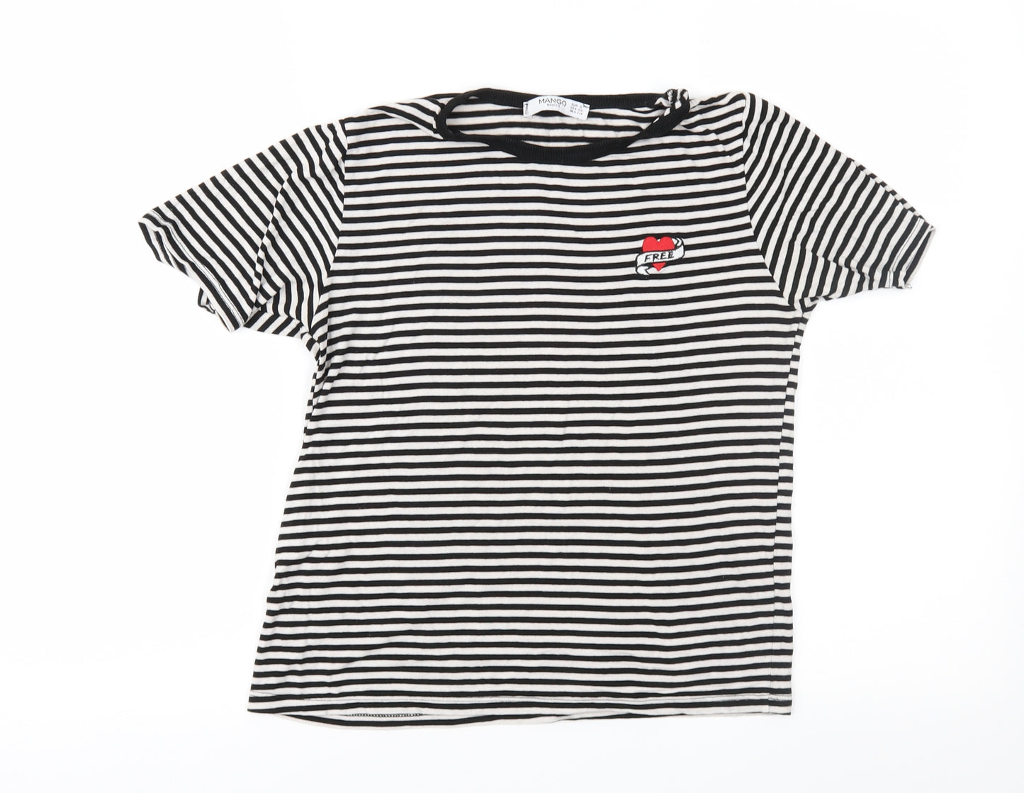Mando Womens Black Striped Jersey Basic T-Shirt Size S