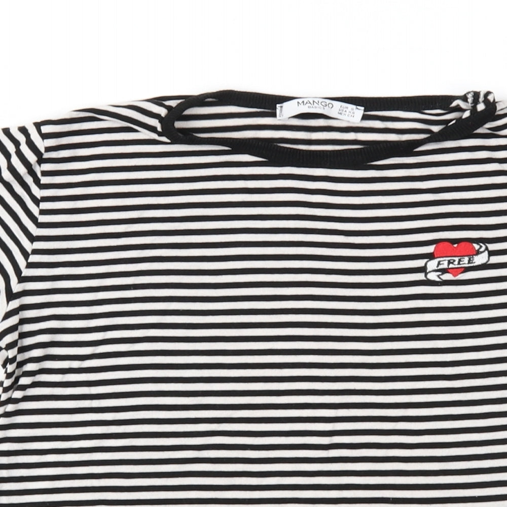 Mando Womens Black Striped Jersey Basic T-Shirt Size S